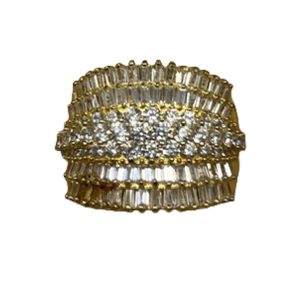 Stunning EYE CATCHER  CZ 18k Yellow Gold Over Sterling Silver Ring 7.14ctw